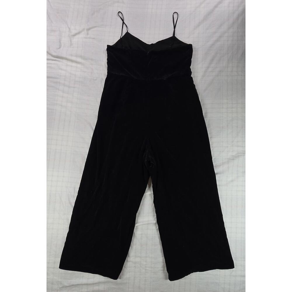 J. CREW Velvet Spaghetti Strap Wide Leg Cropped Jumpsuit Whimsigoth Black 12 - Picture 3 of 14